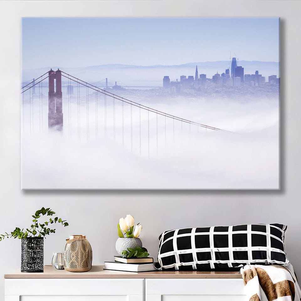 San Francisco Foggy City Canvas Prints Wall Art Decor - Paiting Canvas, Art Prints, Wall Decor, For Sale