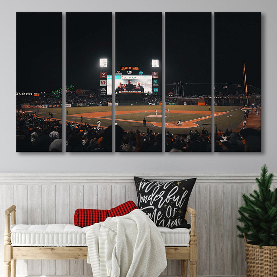 San Francisco Giants Stadium Canvas Prints ATT Ballpark Wall Art,Multi Panels B,Sport Stadium Art Prints, Fan Gift