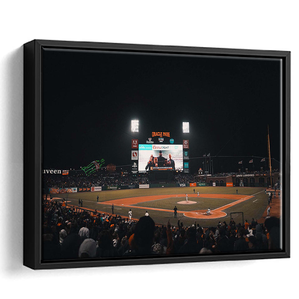 San Francisco Giants Stadium Framed Canvas Prints ATT Ballpark Wall Art,Sport Stadium Art Prints, Fan Gift