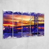 San Francisco Painting 5 Piece B Canvas Prints Wall Art Decor, Multi Panels,Large Canvas, Home Decor