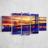 San Francisco Painting 5 Pieces Canvas Prints Wall Art Decor - Painting Canvas, Mixed Canvas, Multi Panels