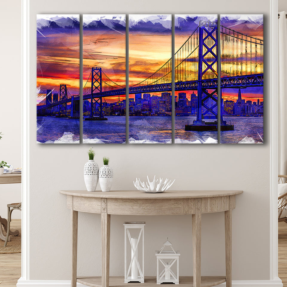 San Francisco Painting 5 Piece B Canvas Prints Wall Art Decor, Multi Panels,Large Canvas, Home Decor