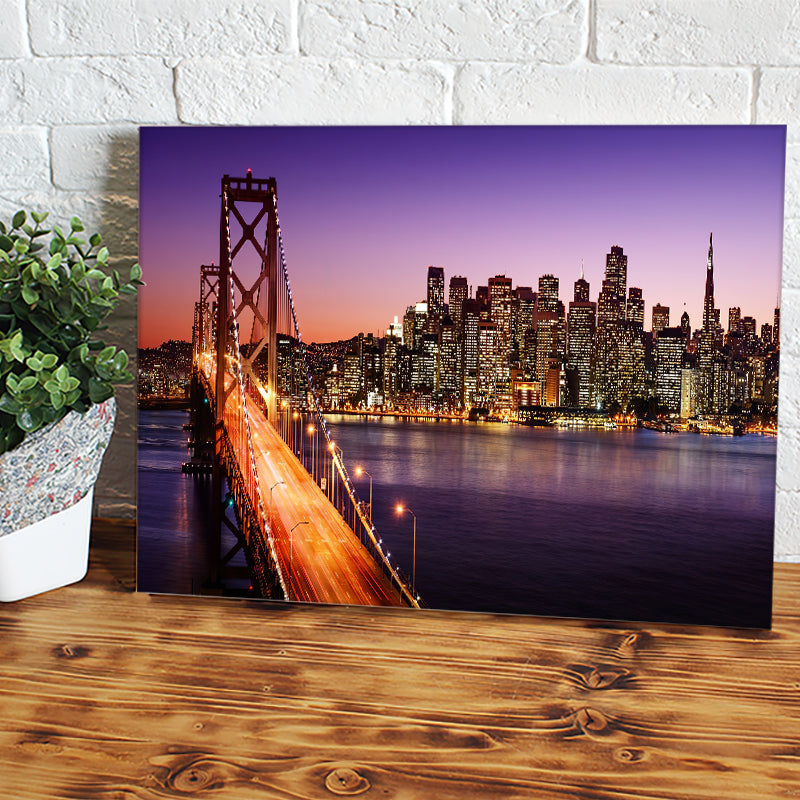 San Francisco Skyline And Bay Bridge At Sunset Canvas Wall Art - Canvas Prints, Prints For Sale, Painting Canvas,Canvas On Sale 