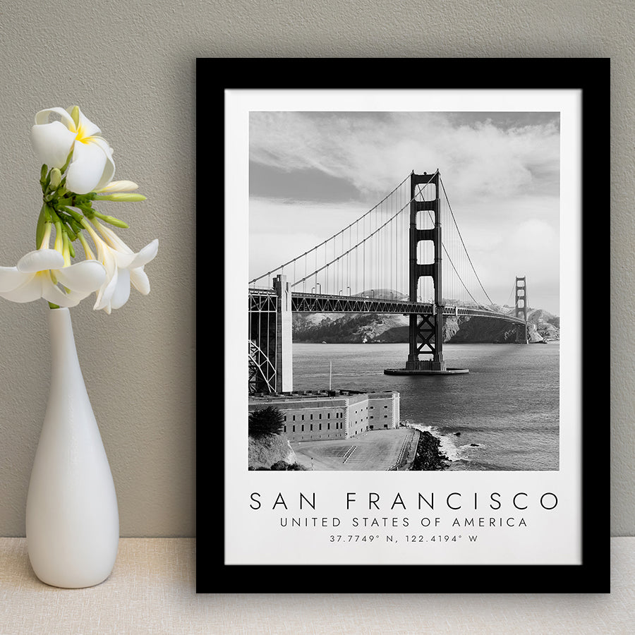 San Francisco Usa 1 Black And White Art Framed Art Prints Wall Art Decor, Framed Picture