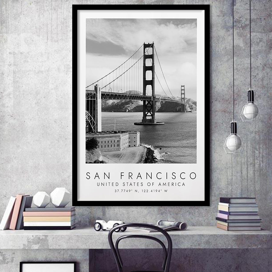 San Francisco Usa 1 Black And White Art Framed Art Prints Wall Art Decor, Framed Picture