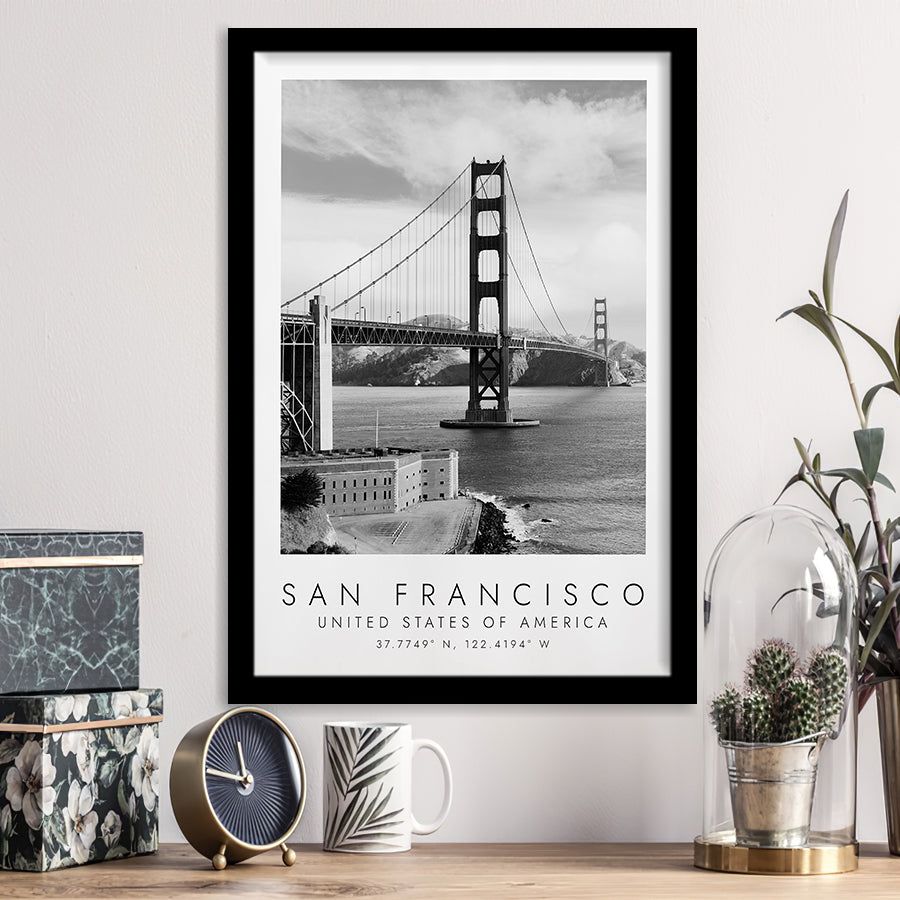 San Francisco Usa 1 Black And White Art Framed Art Prints Wall Art Decor, Framed Picture