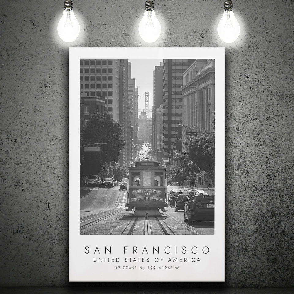 San Francisco Usa 2 Black And White Art Canvas Prints Wall Art Home Decor