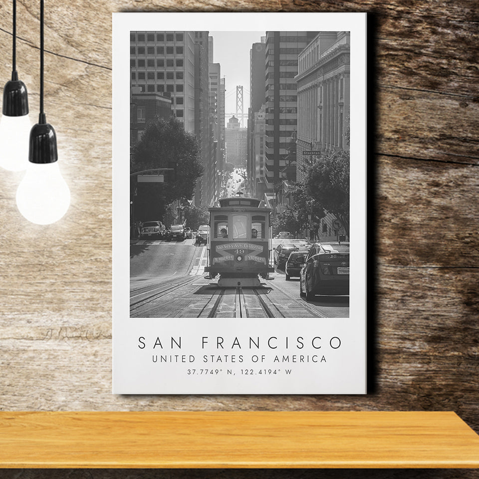 San Francisco Usa 2 Black And White Art Canvas Prints Wall Art Home Decor