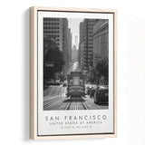 San Francisco Usa 2 Black And White Art Framed Canvas Prints Wall Art Home Decor, Floating Frame