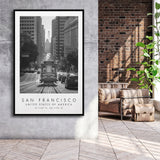 San Francisco Usa 2 Black And White Art Framed Canvas Prints Wall Art Home Decor, Floating Frame