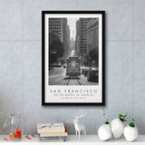 San Francisco Usa 2 Black And White Art Framed Canvas Prints Wall Art Home Decor, Floating Frame
