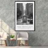San Francisco Usa 2 Black And White Art Framed Canvas Prints Wall Art Home Decor, Floating Frame