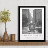 San Francisco Usa 2 Black And White Art Framed Canvas Prints Wall Art Home Decor, Floating Frame
