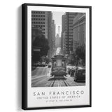 San Francisco Usa 2 Black And White Art Framed Canvas Prints Wall Art Home Decor, Floating Frame