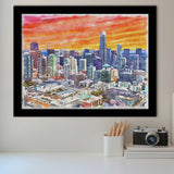 San Francisco Watercolor San Francisco California, Sport Prints Fan Gift, Framed Art Prints Wall Art Decor