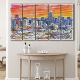 San Francisco Watercolor San Francisco California, 5 Pieces B, Multi Panel Canvas Prints Wall Art Decor