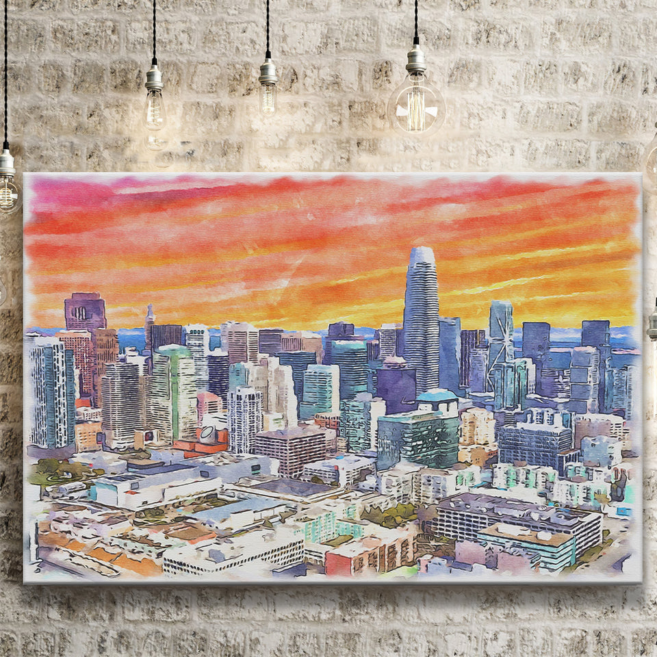 San Francisco Watercolor San Francisco California, Sport Art Prints Fan Gift, Canvas Prints Wall Art Decor