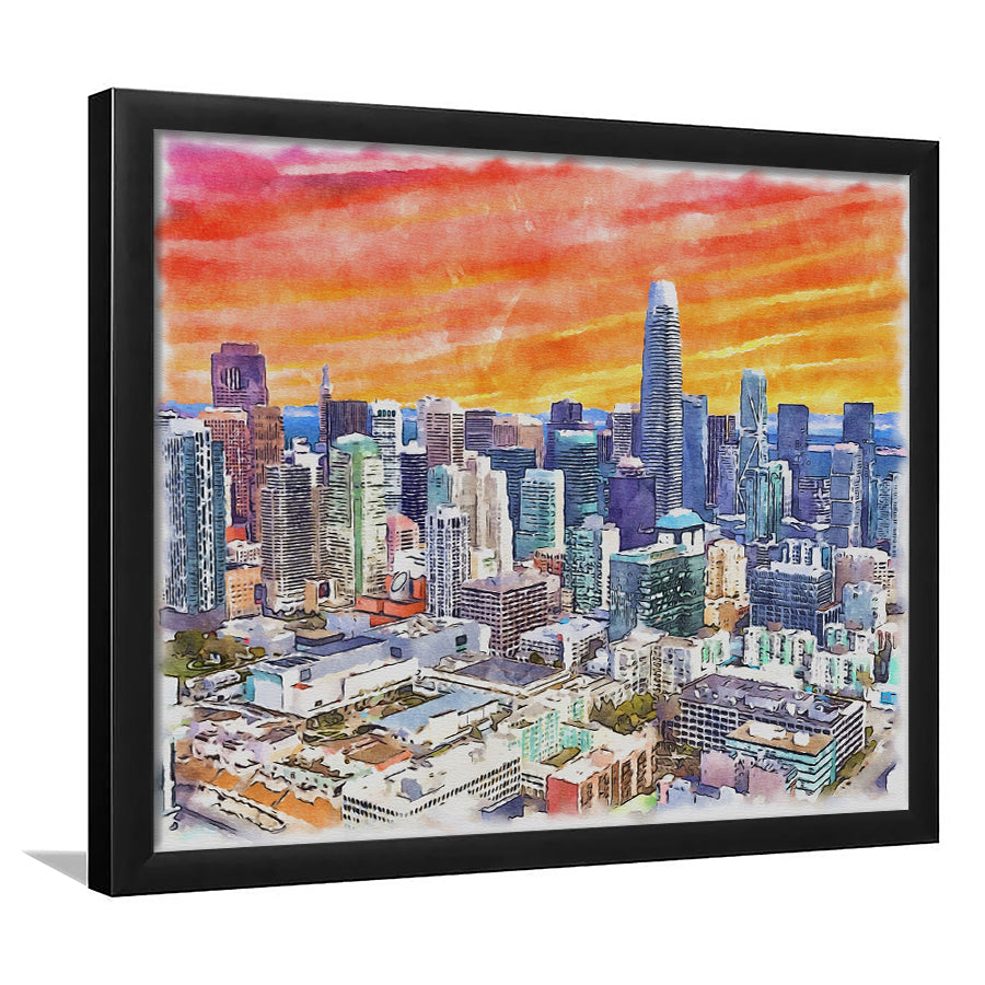 San Francisco Watercolor San Francisco California, Sport Prints Fan Gift, Framed Art Prints Wall Art Decor