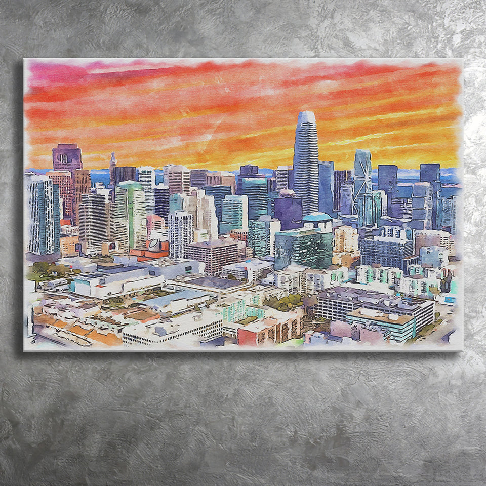 San Francisco Watercolor San Francisco California, Sport Art Prints Fan Gift, Canvas Prints Wall Art Decor