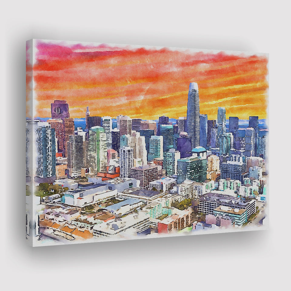 San Francisco Watercolor San Francisco California, Sport Art Prints Fan Gift, Canvas Prints Wall Art Decor