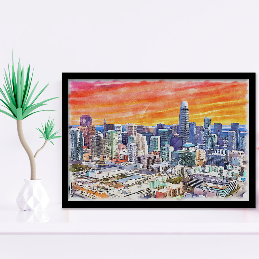 San Francisco Watercolor San Francisco California, Sport Prints Fan Gift, Framed Art Prints Wall Art Decor