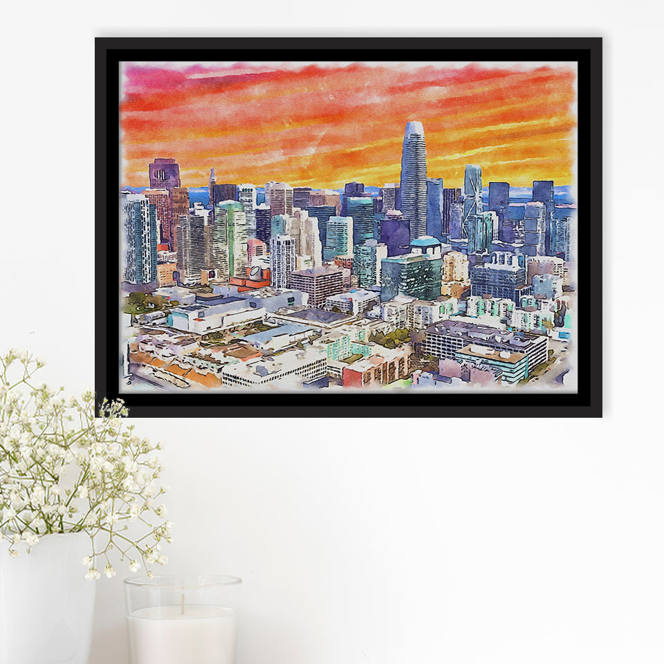 San Francisco Watercolor San Francisco California, Sport Art Prints Fan Gift, Framed Canvas Prints Wall Art Decor