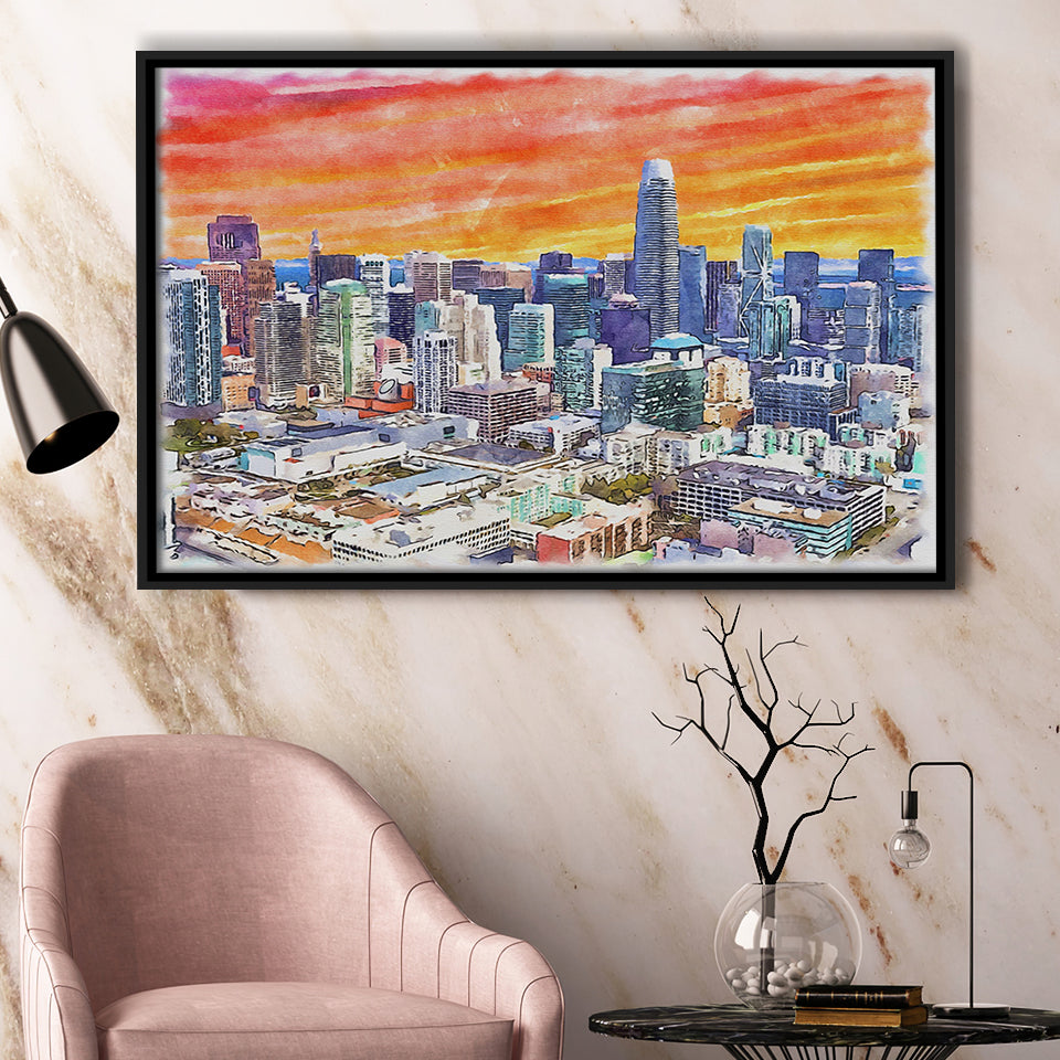 San Francisco Watercolor San Francisco California, Sport Art Prints Fan Gift, Framed Canvas Prints Wall Art Decor