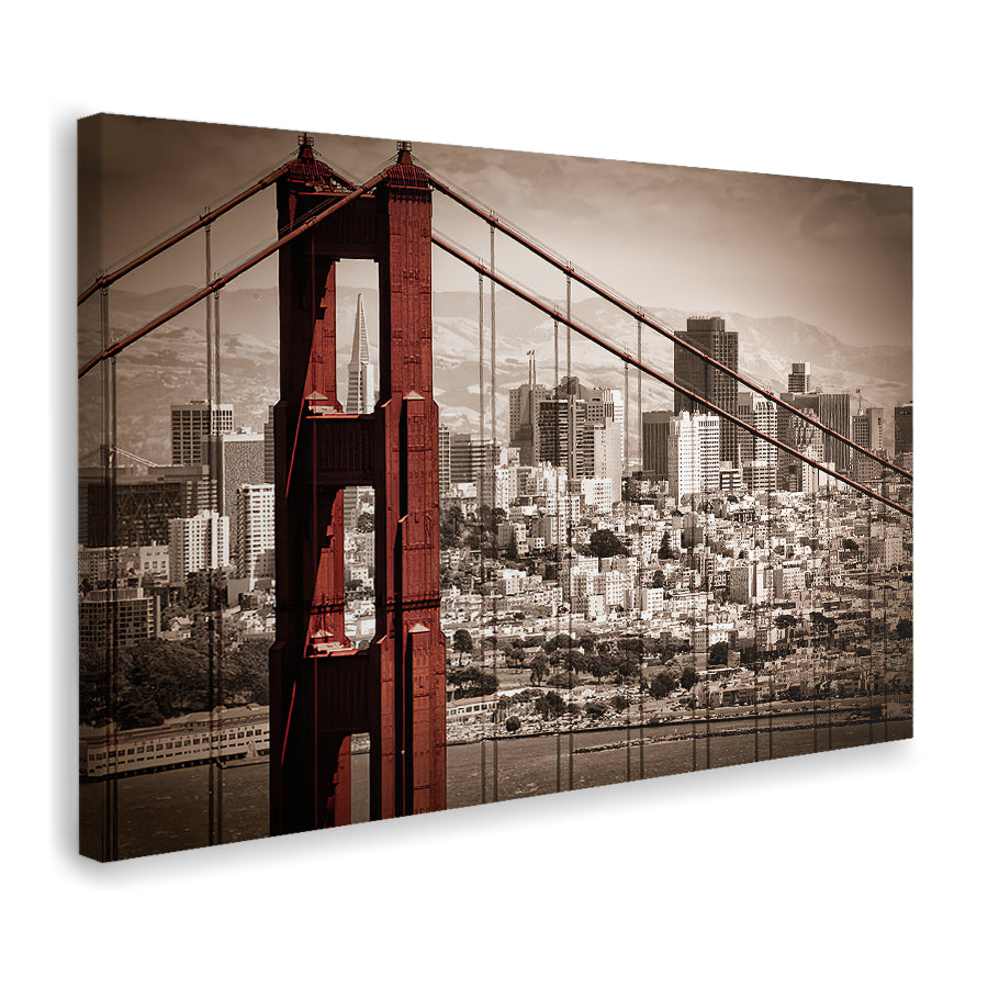 San Francisco Through The Bridge Canvas Wall Art - Canvas Prints, Prints for Sale, Canvas Painting, Canvas On Sale