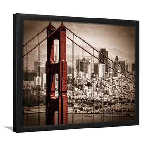 San Francisco Through The Bridge Framed Wall Art Prints - Framed Prints, Prints for Sale, Framed Art