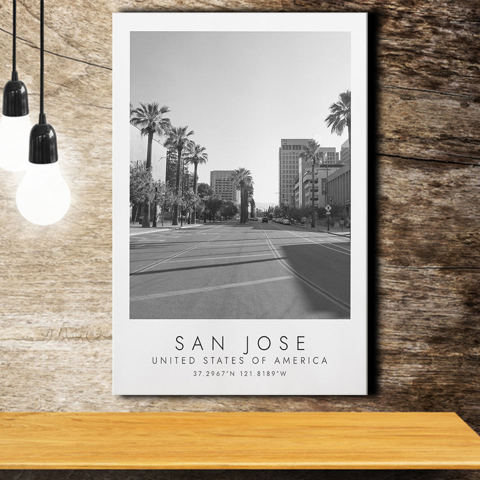 San Jose, Usa Black And White Art Canvas Prints Wall Art Home Decor