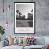San Jose, Usa Black And White Art Framed Art Prints Wall Art Decor, Framed Picture