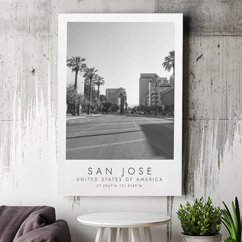 San Jose, Usa Black And White Art Canvas Prints Wall Art Home Decor