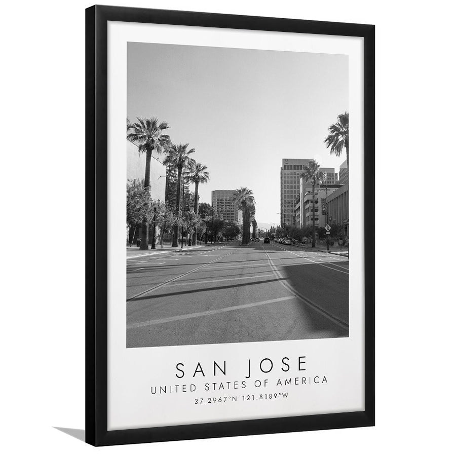 San Jose, Usa Black And White Art Framed Art Prints Wall Art Decor, Framed Picture