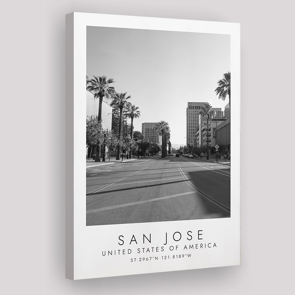 San Jose, Usa Black And White Art Canvas Prints Wall Art Home Decor