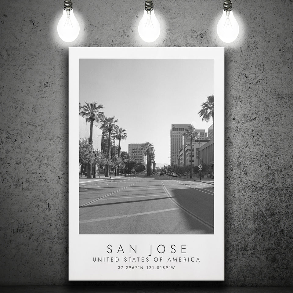 San Jose, Usa Black And White Art Canvas Prints Wall Art Home Decor