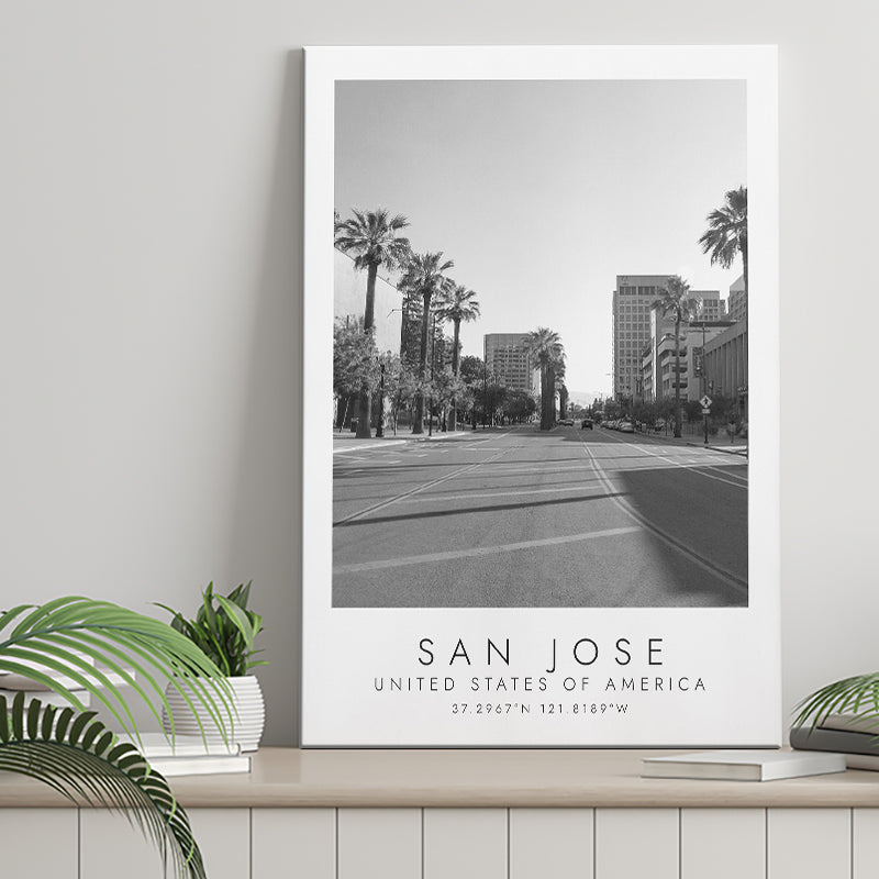 San Jose, Usa Black And White Art Canvas Prints Wall Art Home Decor