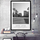 San Jose, Usa Black And White Art Framed Art Prints Wall Art Decor, Framed Picture
