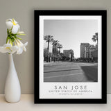 San Jose, Usa Black And White Art Framed Art Prints Wall Art Decor, Framed Picture