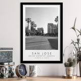 San Jose, Usa Black And White Art Framed Art Prints Wall Art Decor, Framed Picture