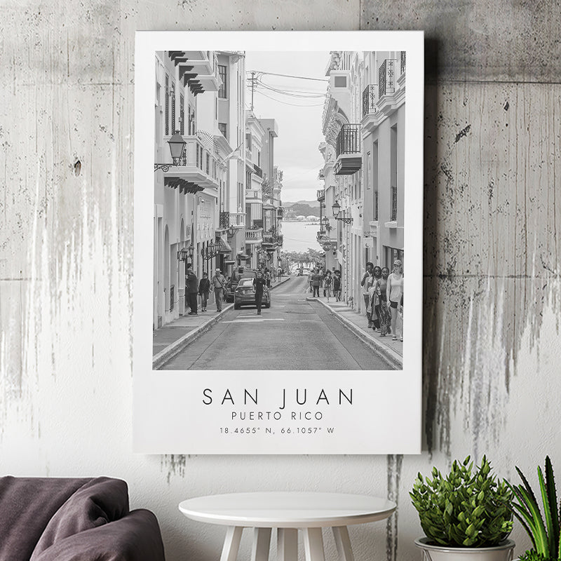San Juan Puerto Rico Black And White Art Canvas Prints Wall Art Home Decor