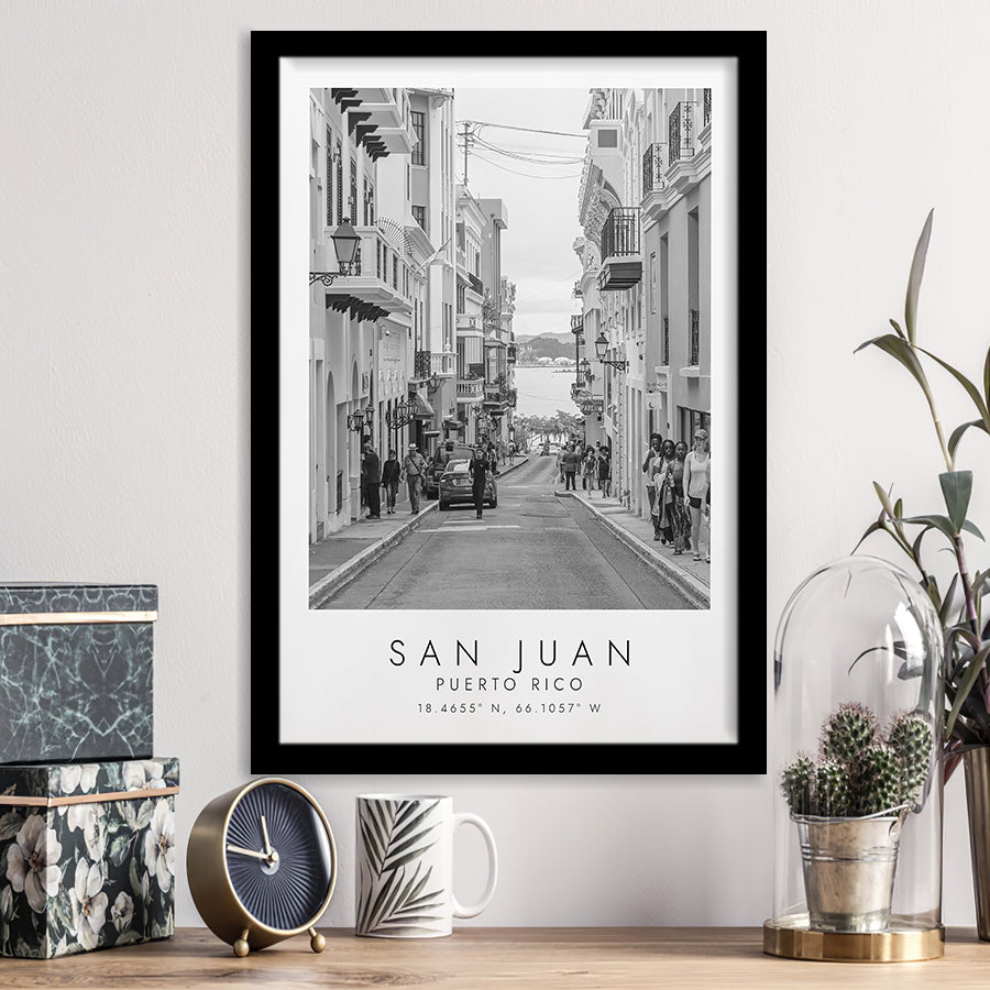 San Juan Puerto Rico Black And White Art Framed Art Prints Wall Art Decor, Framed Picture
