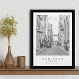 San Juan Puerto Rico Black And White Art Framed Canvas Prints Wall Art Home Decor, Floating Frame