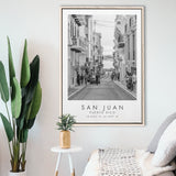 San Juan Puerto Rico Black And White Art Framed Canvas Prints Wall Art Home Decor, Floating Frame