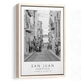 San Juan Puerto Rico Black And White Art Framed Canvas Prints Wall Art Home Decor, Floating Frame