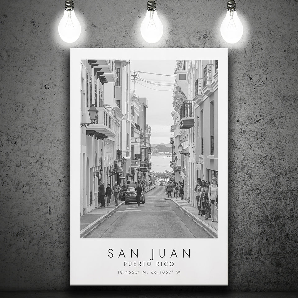 San Juan Puerto Rico Black And White Art Canvas Prints Wall Art Home Decor