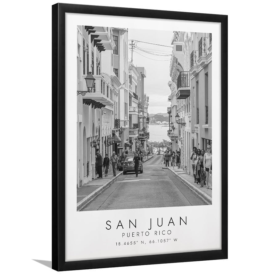 San Juan Puerto Rico Black And White Art Framed Art Prints Wall Art Decor, Framed Picture