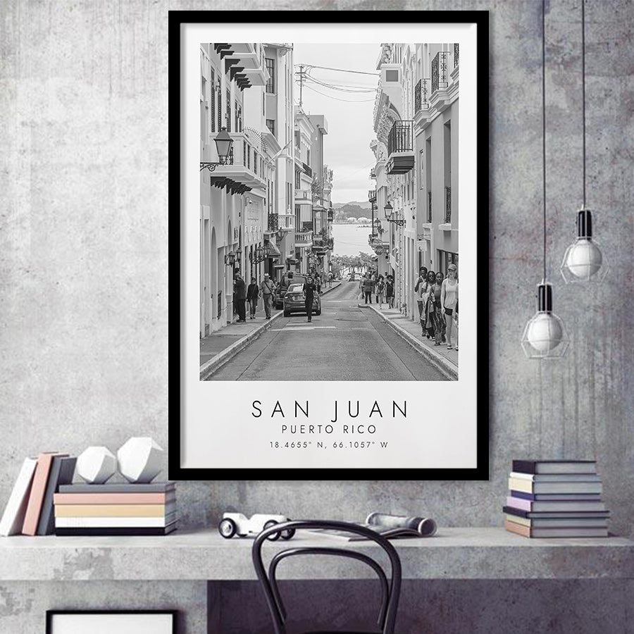 San Juan Puerto Rico Black And White Art Framed Art Prints Wall Art Decor, Framed Picture