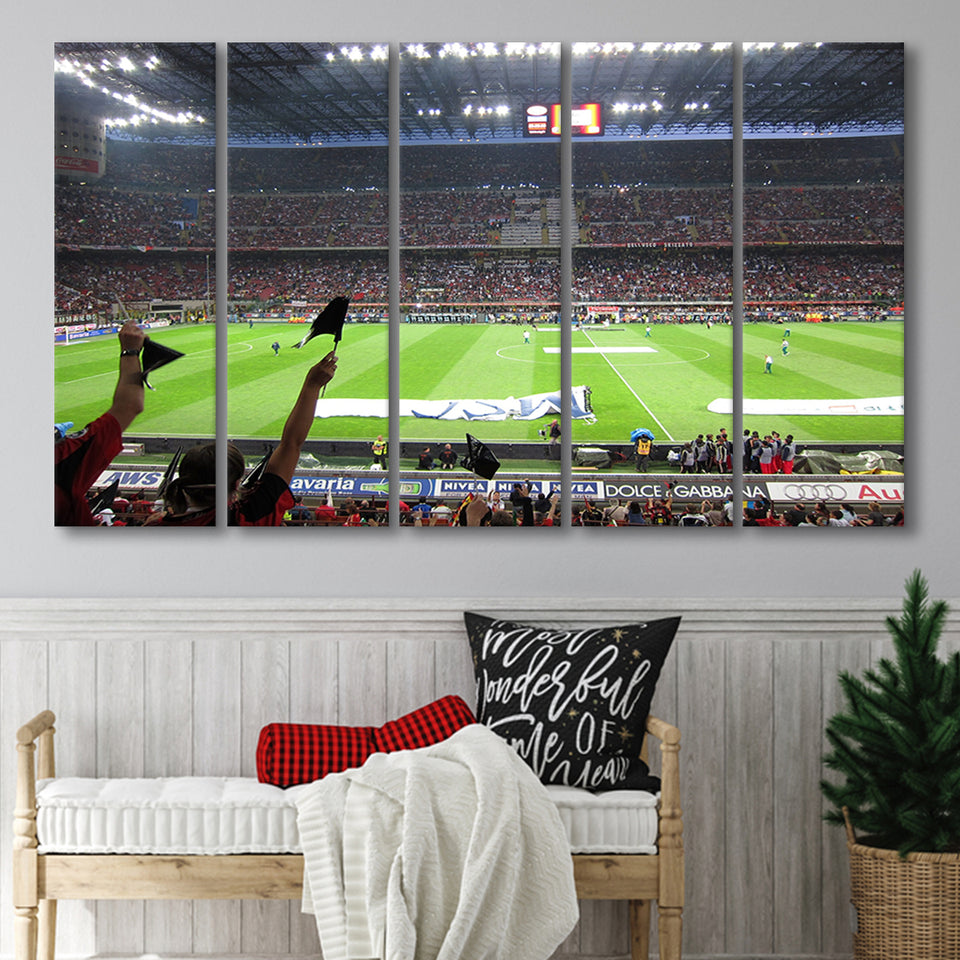 San Siro Stadium, Stadium Canvas, Sport Art, Gift for him, Multi Panels B, Canvas Prints Wall Art Decor