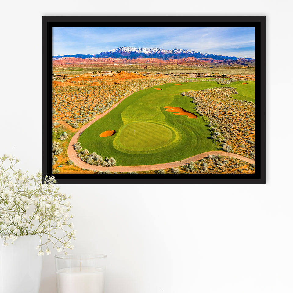 Sand Hollow Golf Course, Hole 4, Golf Art Print, Framed Canvas Prints Wall Art Decor, Floating Frame