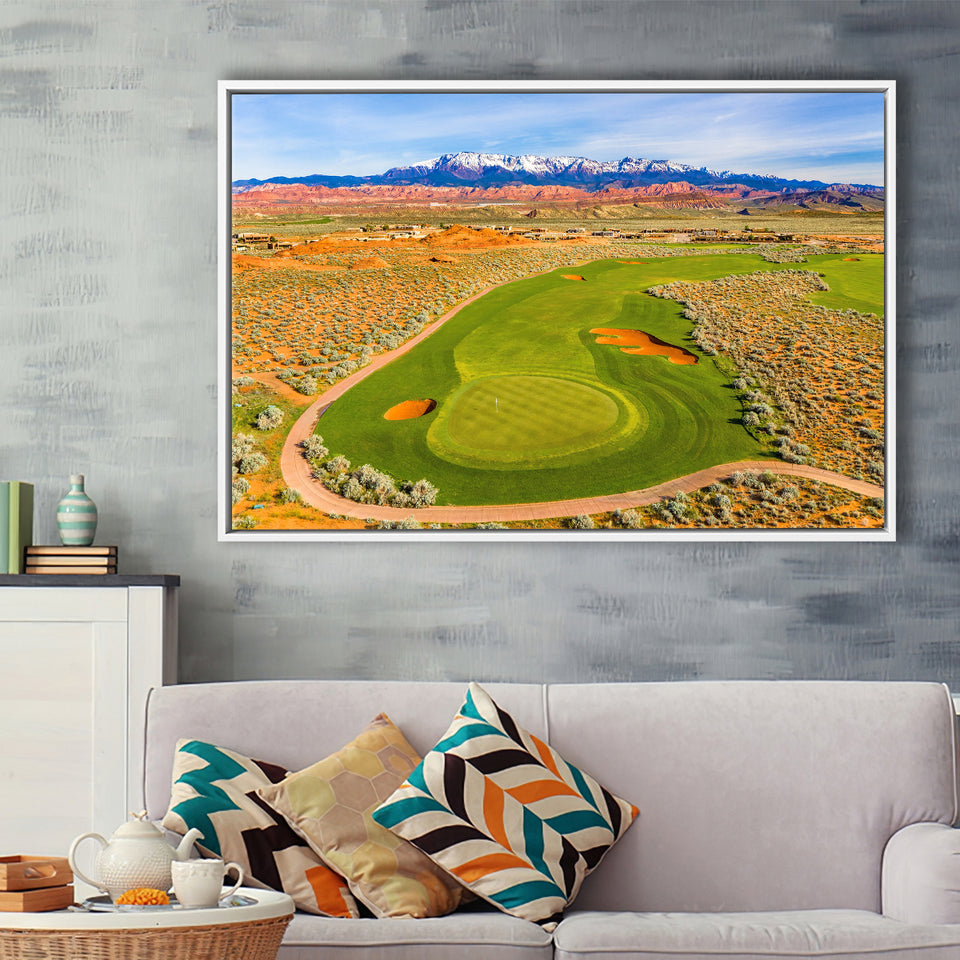 Sand Hollow Golf Course, Hole 4, Golf Art Print, Framed Canvas Prints Wall Art Decor, Floating Frame